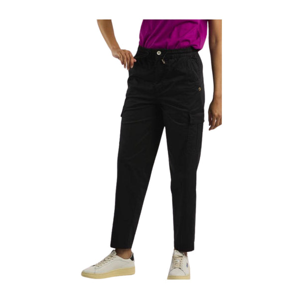 Yes Zee Pantaloni Pantalone Donna cargo con coulisse Nero - Francavilla Moda